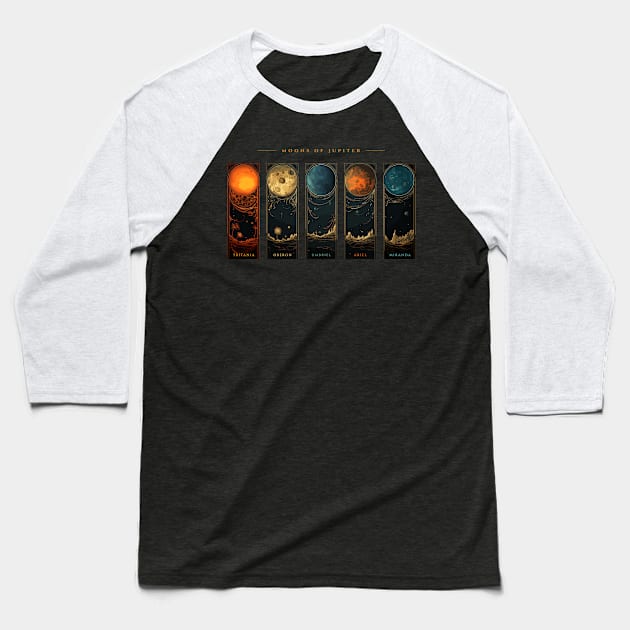 Jupiter Moons, Space Exploration Cosmos Planet Art Baseball T-Shirt by Moonfarer